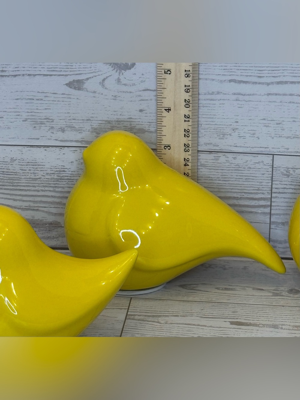 Yellow Ceramic Bird Figurines - Set of 3 - Picture 5 of 8